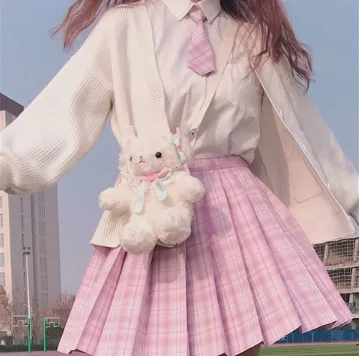 Japanese College Style Long Short Sleeved Pleated Skirt - Girls Worry Dress