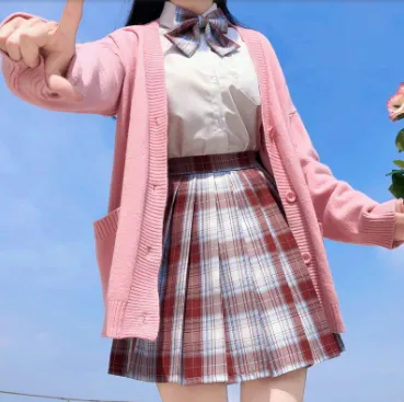 Japanese College Style Long Short Sleeved Pleated Skirt Goldfish Ji Ge Skirt - Shop at LoveMi