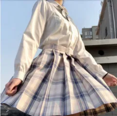 Japanese College Style Long Short Sleeved Pleated Skirt - Chaohui Plaid Skirt-Xxl - View 1