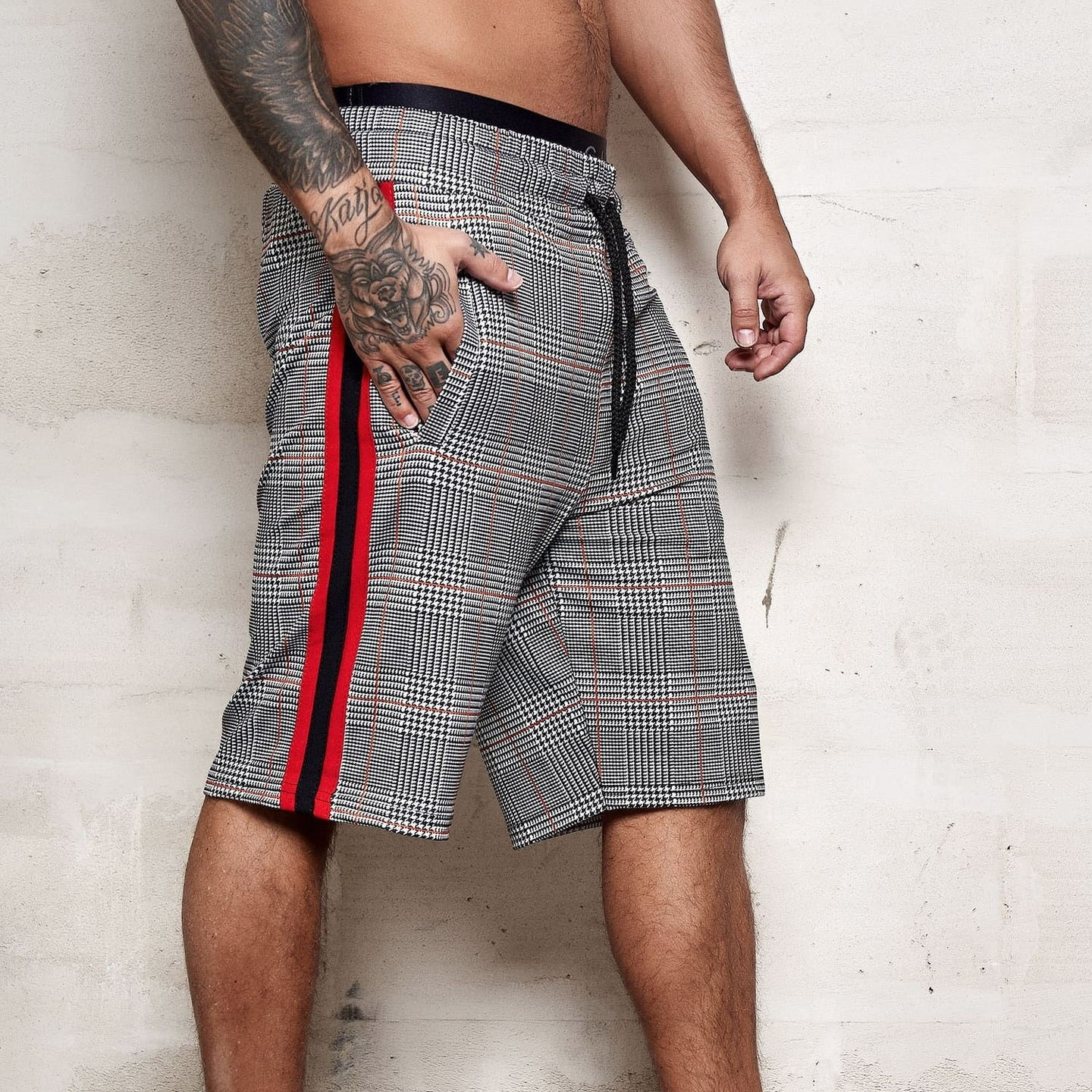 Casual Sports Checkered Striped Fashionable Slim Fit Shorts