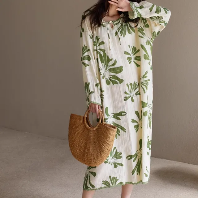 Pajamas Spring And Summer Summer Cotton Gauze Cotton Green - Shop at LoveMi
