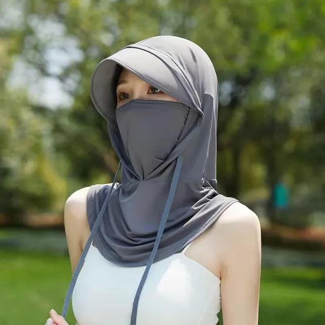 Anti ultraviolet Outdoor Ice Silk Veil Cover Full Face Sun Mask Upgrade Dark Grey - Shop at LoveMi