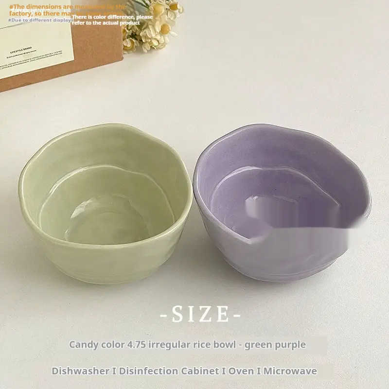 Candy Color Cute Ceramic Rice Bowl Cream Wind Good-looking Breakfast Bowl