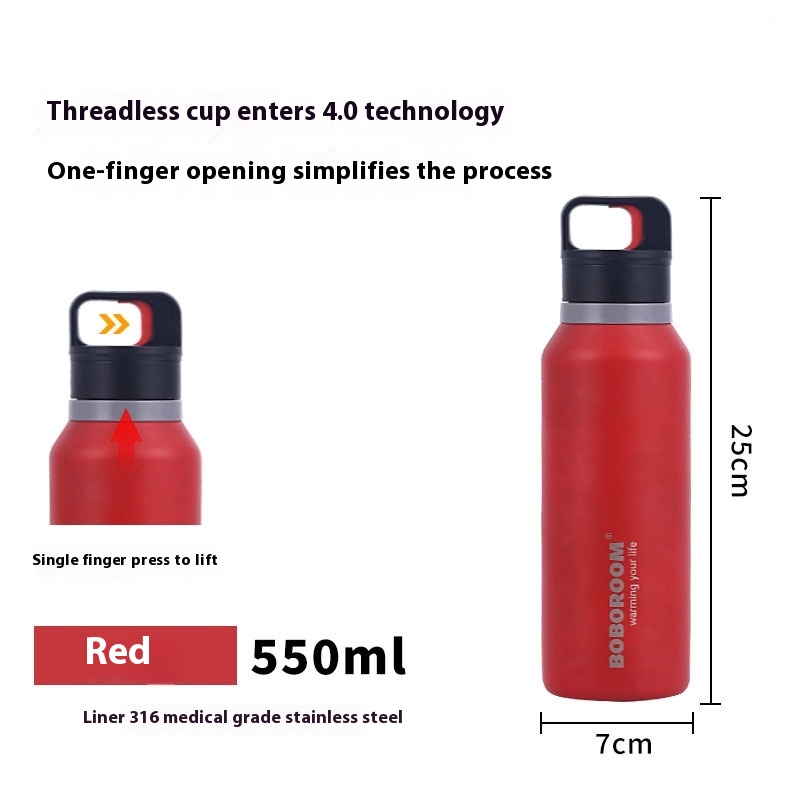 Sports 316 Vacuum Stainless Steel Threadless Vacuum Quickly Open Cup