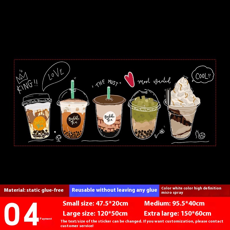 Milk Tea Shop Decoration Decoration Glass Doors Stickers