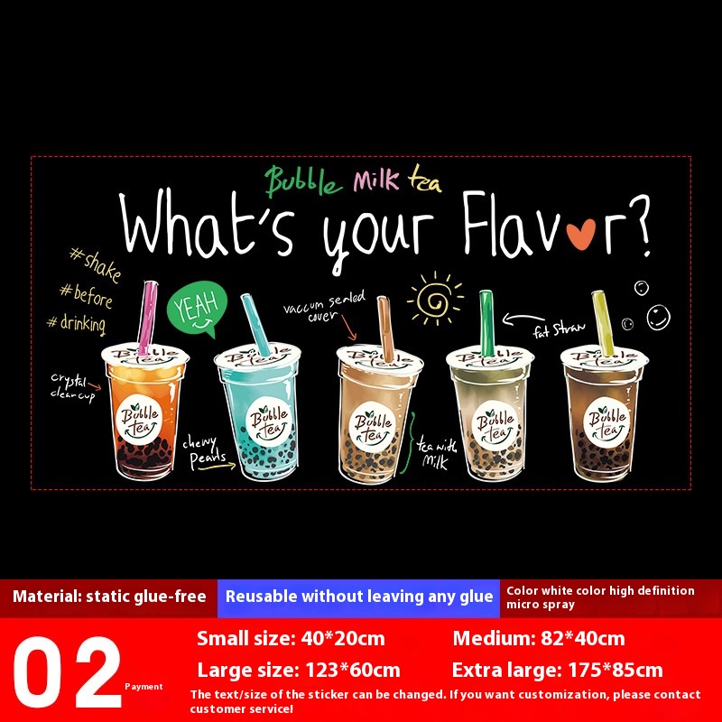 Milk Tea Shop Decoration Decoration Glass Doors Stickers