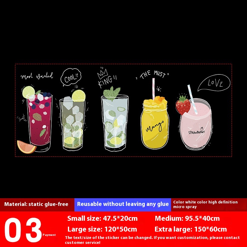 Milk Tea Shop Decoration Decoration Glass Doors Stickers