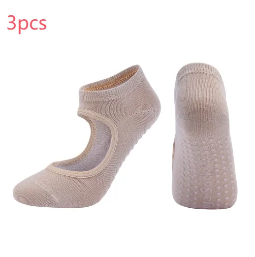 Combed cotton yoga socks - Beige