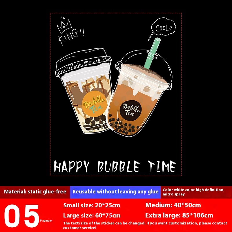Milk Tea Shop Decoration Decoration Glass Doors Stickers