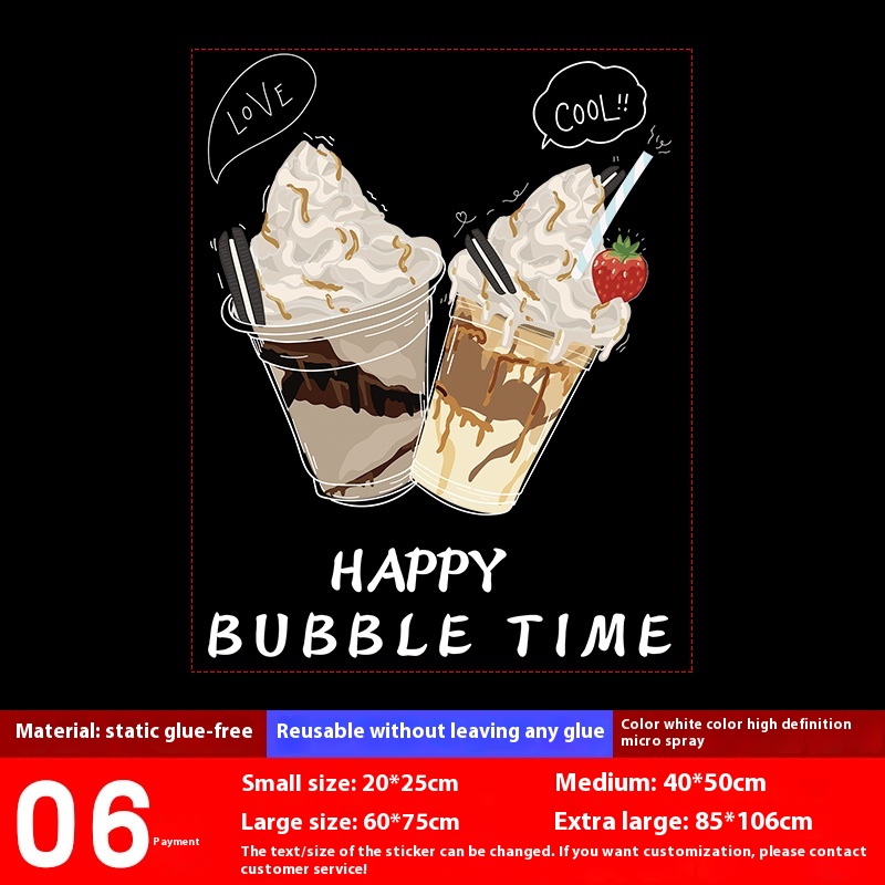 Milk Tea Shop Decoration Decoration Glass Doors Stickers