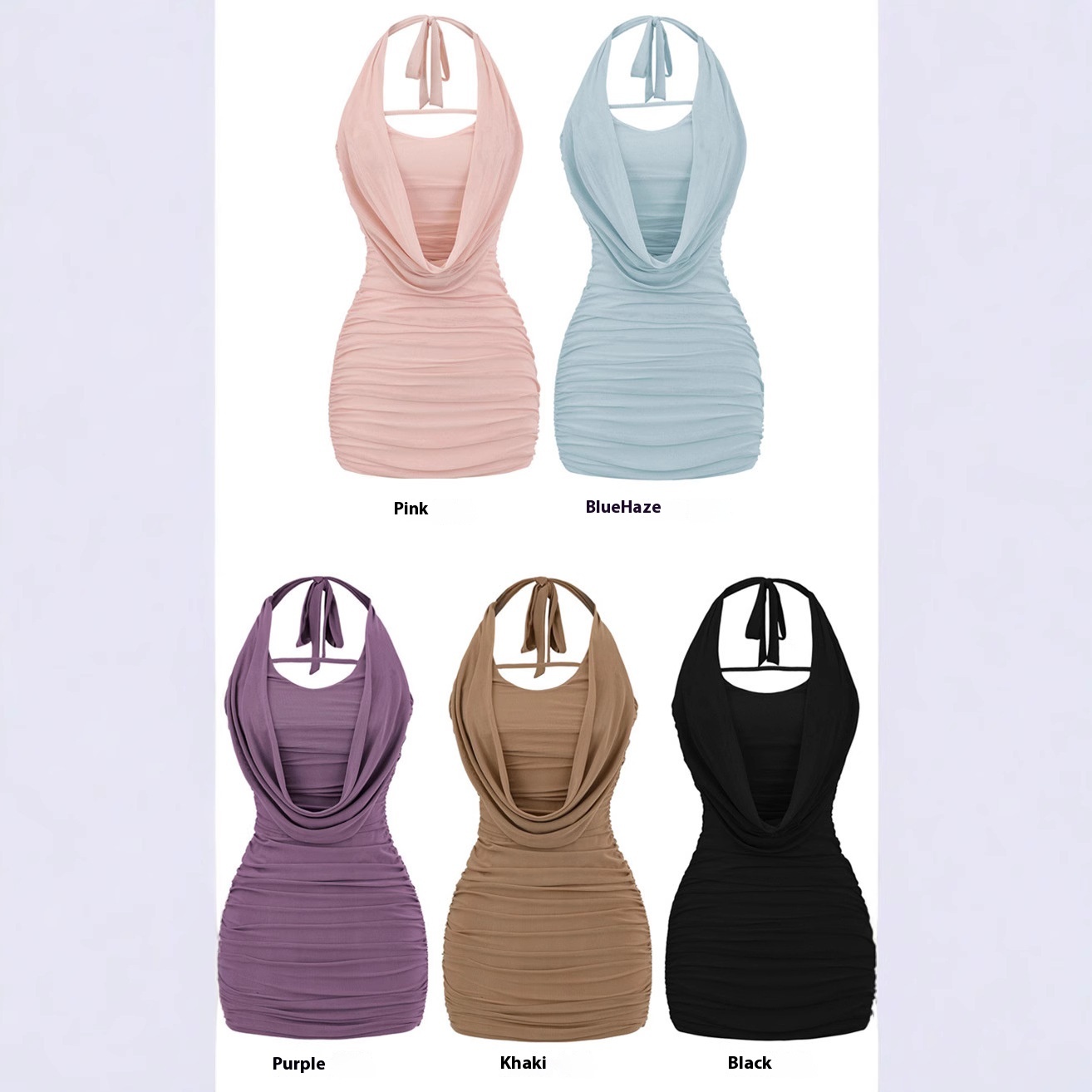 Mesh Halter Spaghetti Straps Dress Women