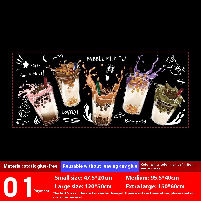 Milk Tea Shop Decoration Decoration Glass Doors Stickers