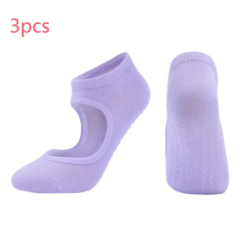 Combed cotton yoga socks - Purple