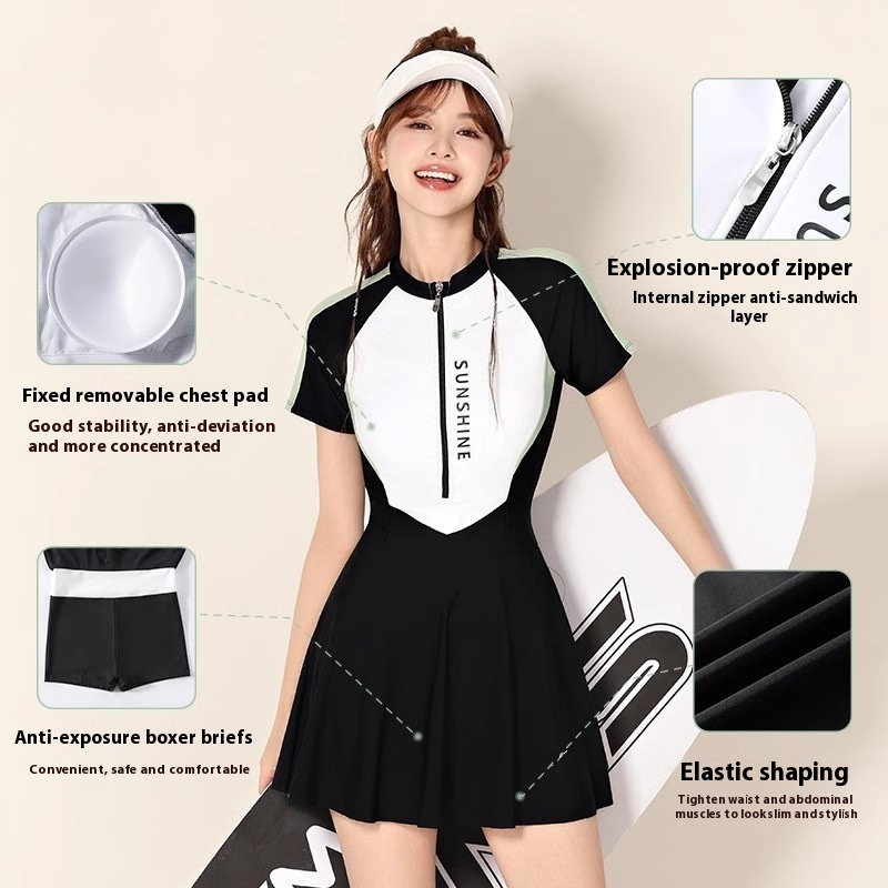 One-piece Boxer Swimming Pool Conservative Professional Swimsuit