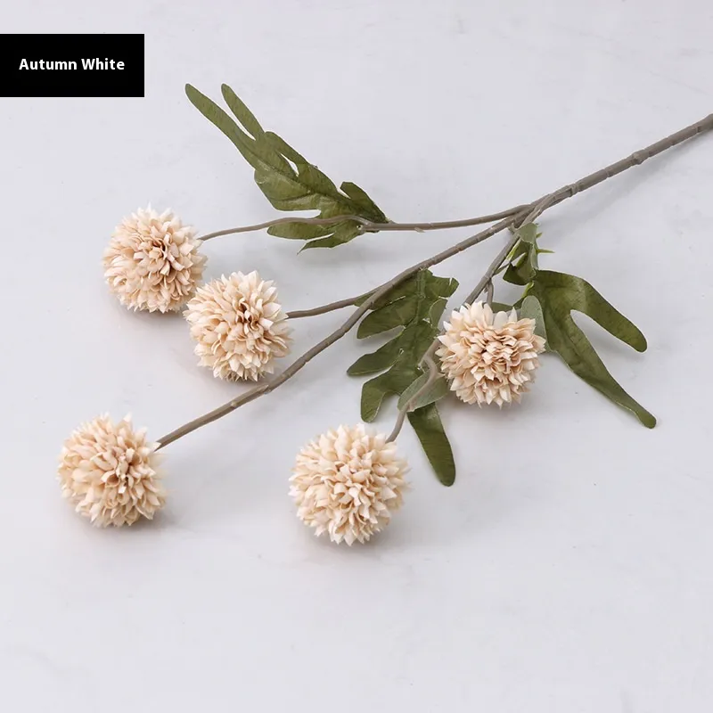 5 Autumn Dandelion Fake Flower Decoration Artificial Flowers - Autumn White
