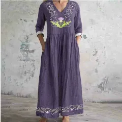 Women's Loose And Fashionable High-end V-neck Printed Dress - 40Style-2Xl - View 1