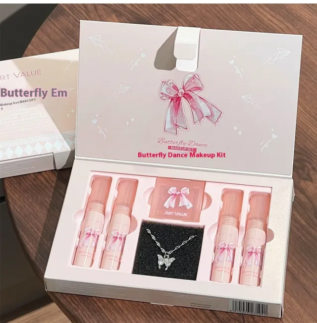 Butterfly Colored Box Suite Blush Necklace Matte Lip Mud Butterfly Box - Shop at LoveMi
