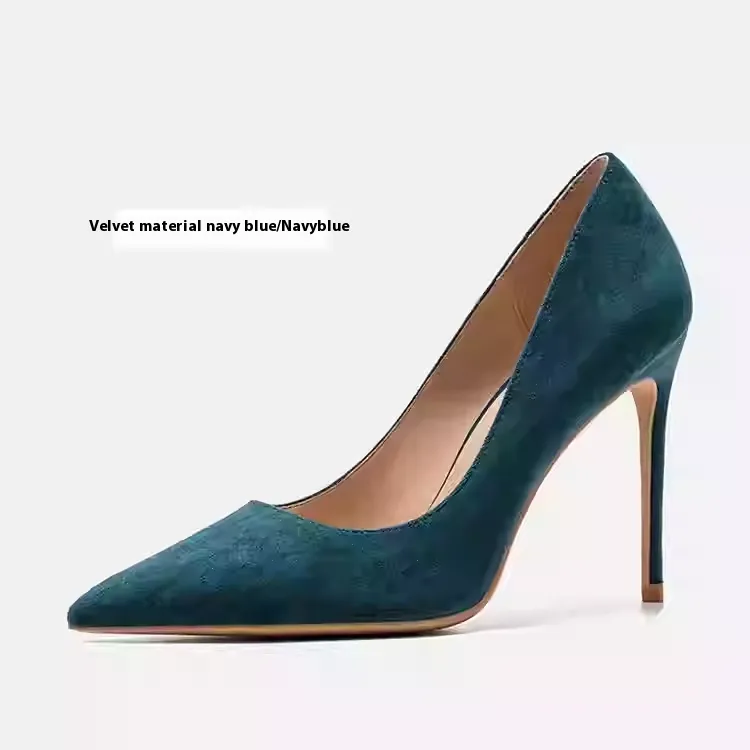 Authentic Leather High Heels Women's Stiletto Heel - Blue