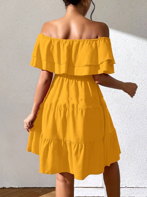 Solid Color Casual Mid-length Dress Spring And Summer All-match
