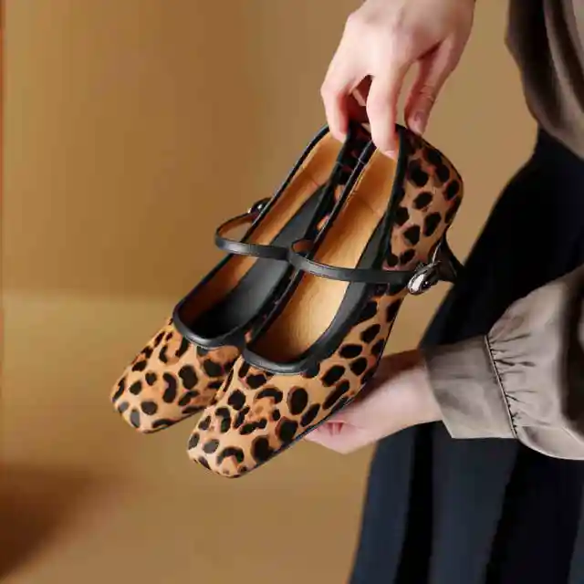 Women's Square Toe Stiletto Heel Ankle strap Shoes Fashionable Retro High Heels Brown - Shop at LoveMi