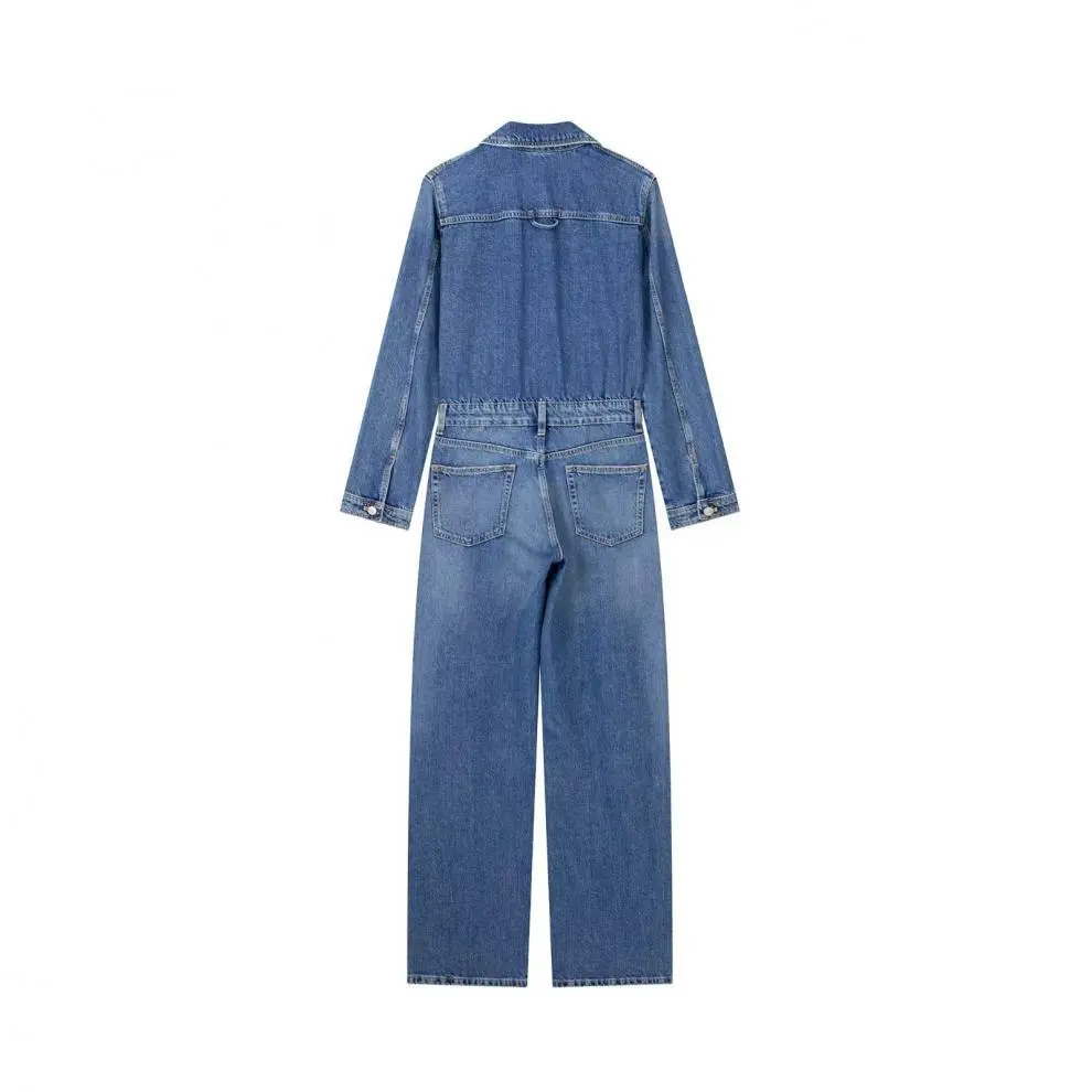 Women's Street Trend Casual Straight-leg Denim Jumpsuit