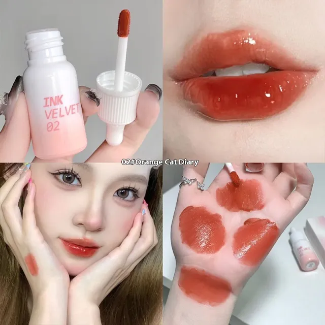 Mirror Lip Lacquer Moisturizing Full Lips Does Not Fade 02 Orange Tabby Cat Diary - Shop at LoveMi