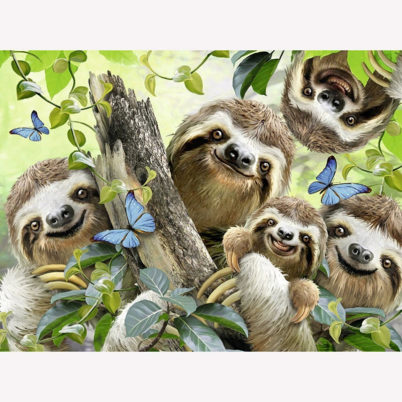 Cute Sloth Full Of Diamonds Painting
