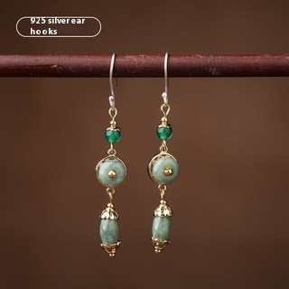 Ancient Style Jade Earrings Chinese Style Retro Super Fairy Long