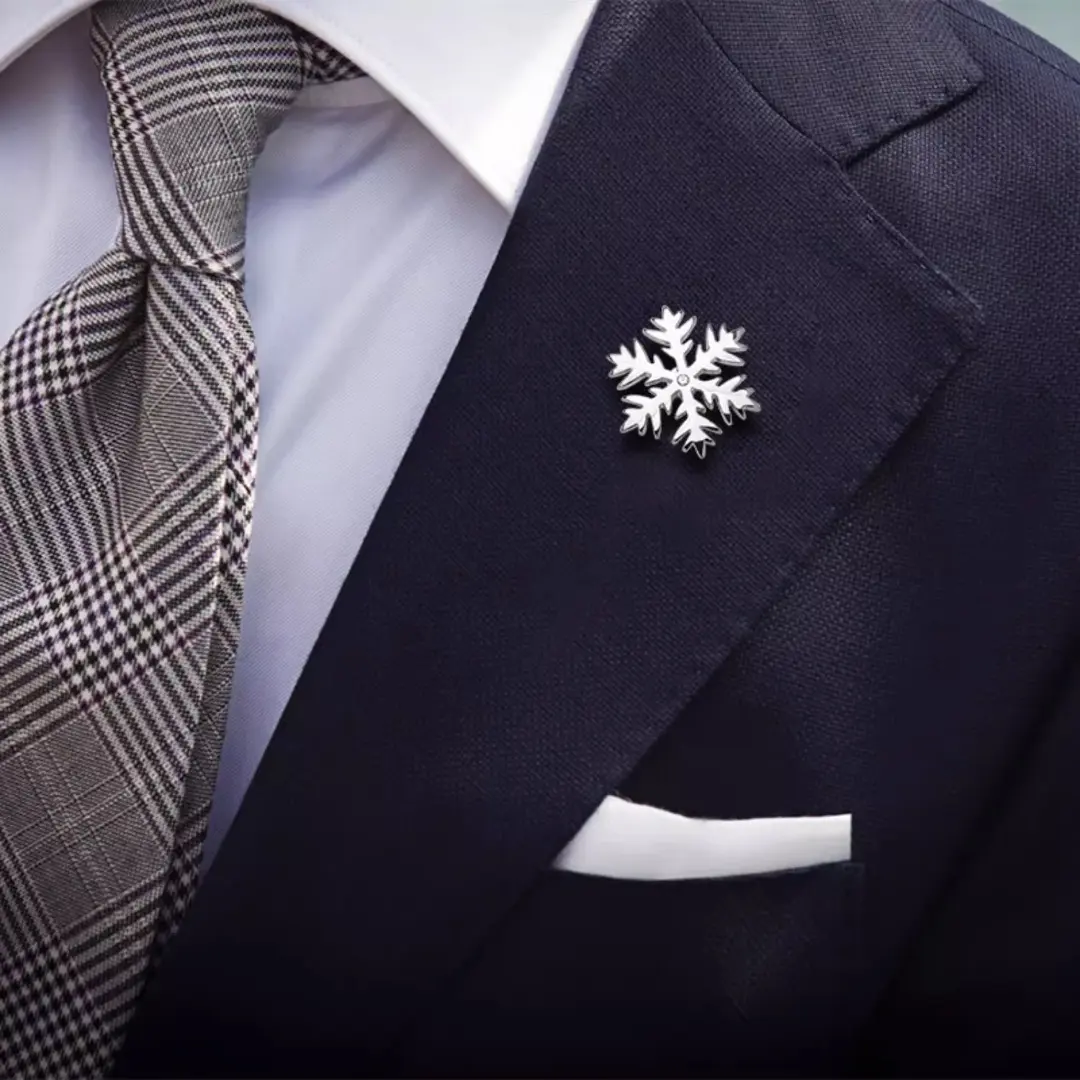 Silver Snowflake Brooch High-end