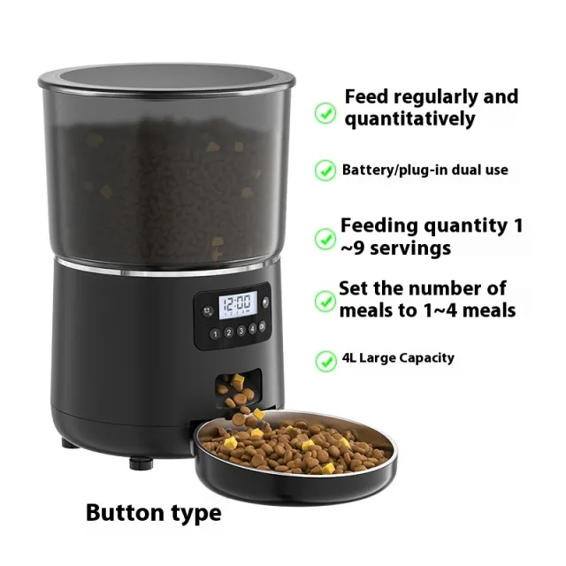 Pet 4L Smart Graffiti APP Automatic Pet Feeder Black Button Pff040 - Shop at LoveMi
