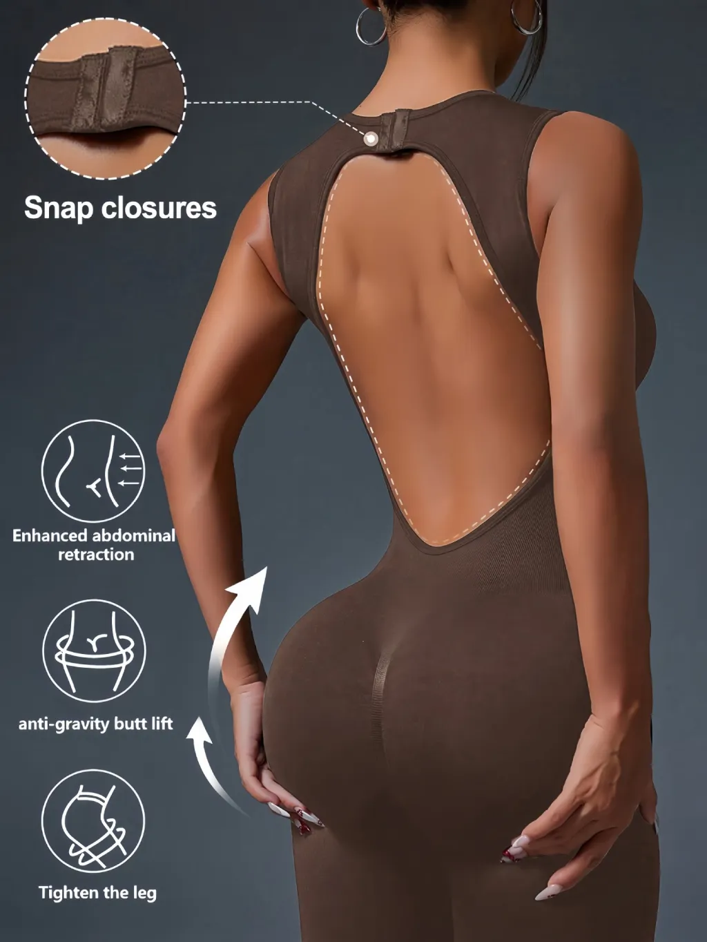 Fashion Personality All-in-one Yoga Jumpsuit Women - Brown