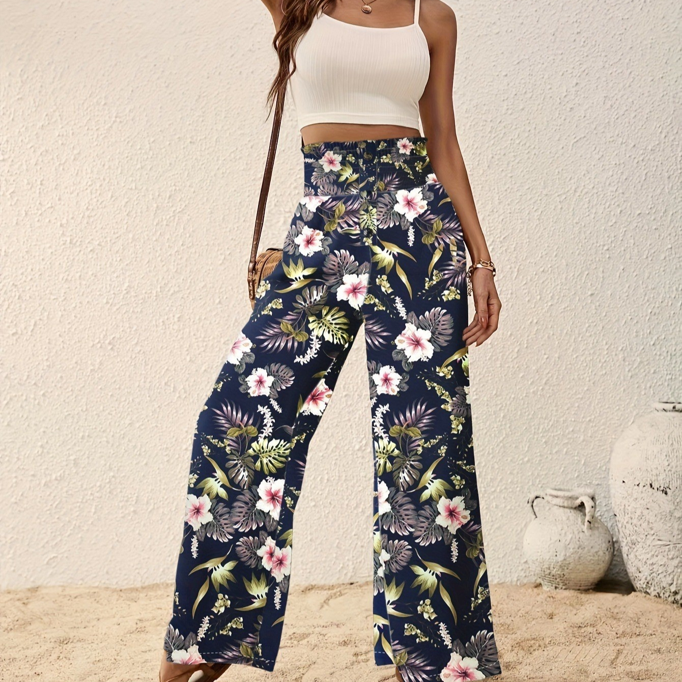 Versatile Casual Women's Springsummer Thin Loose Women's Wide leg Pants Navy - Shop at LoveMi