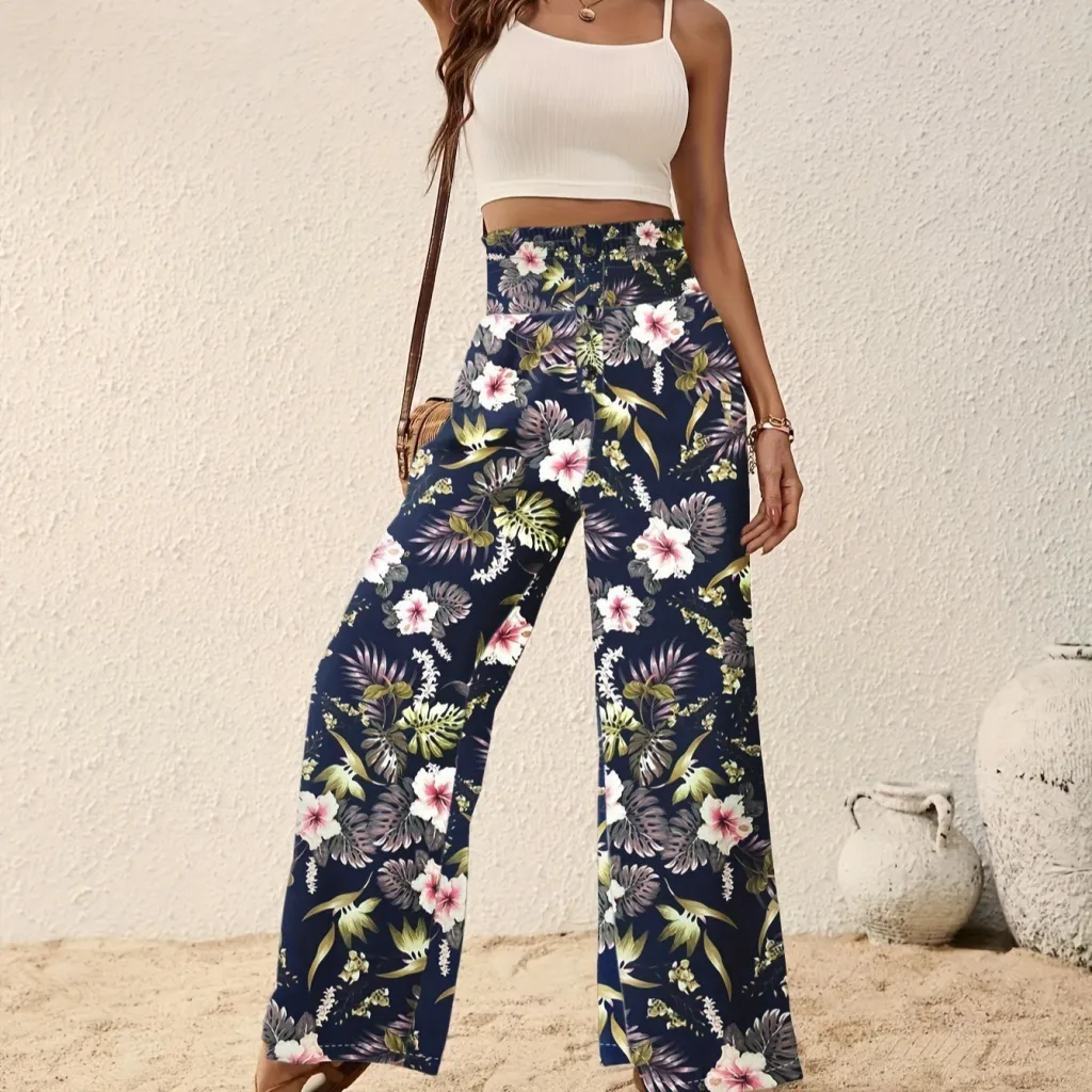 Versatile Casual Women's Springsummer Thin Loose Women's Wide-leg Pants - Navy