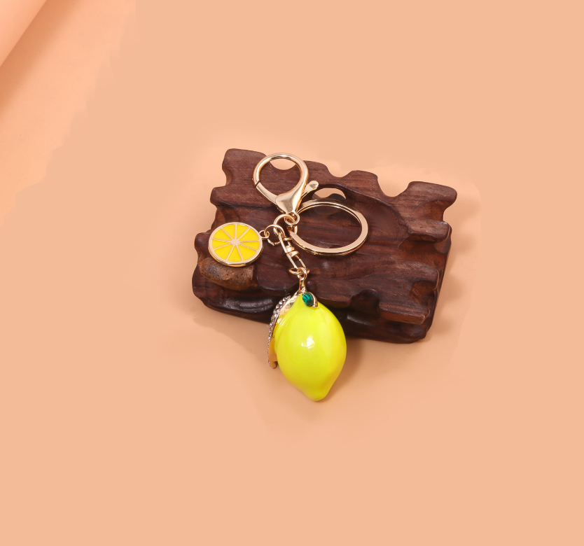 Creative Cute Alloy Fruit Lemon Keychain