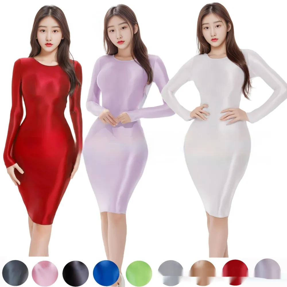 Plus Size Shiny Shiny Tight Sexy Skirt Uniform Seductive Hip Skirt