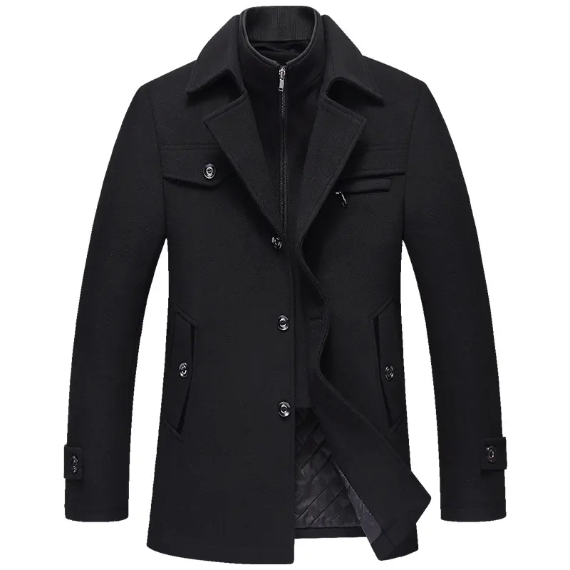 Men Woolen Coats Winter Slim Fit Warm Overcoats Brand