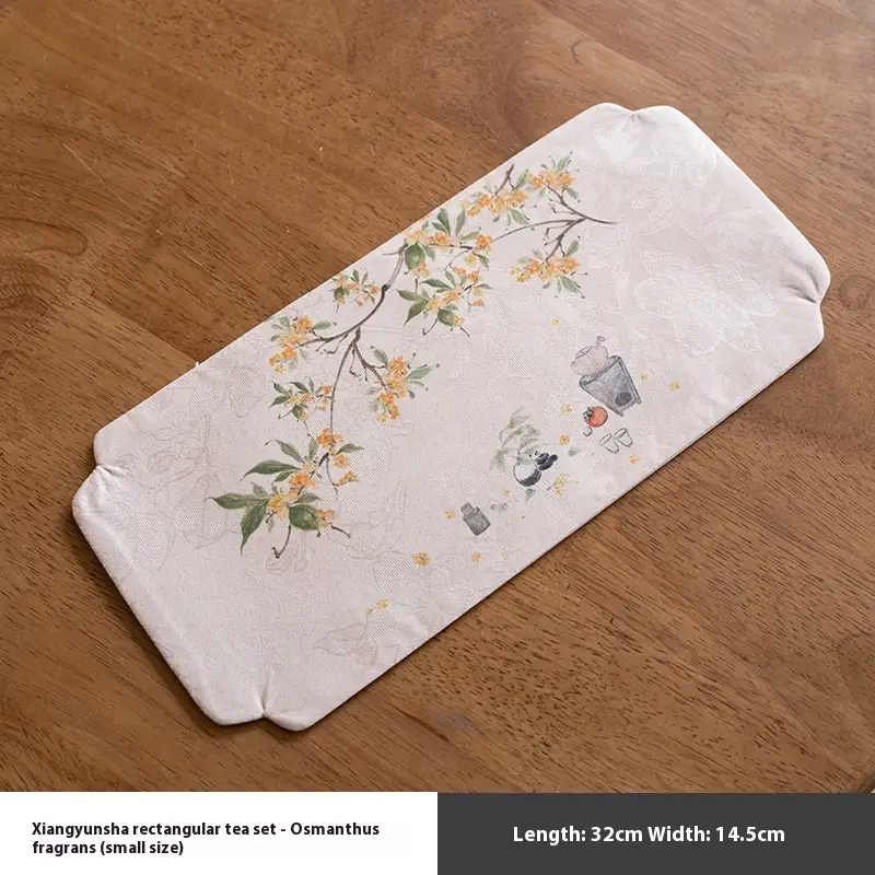 Cloud Yarn Osmanthus Small Size Tea Mat Waterproof Tea Cloth Tea Table Heat Proof Mat
