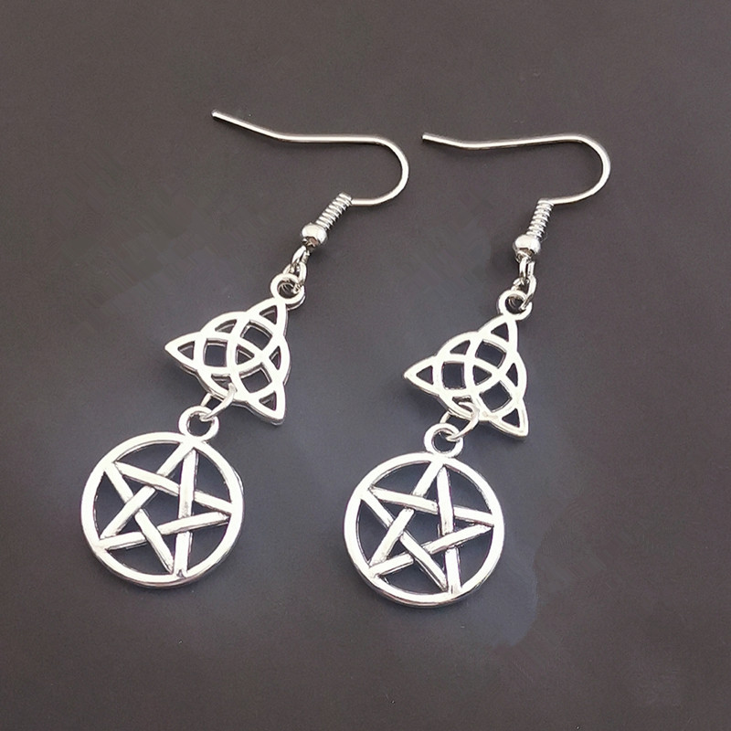 Retro Gothic Pentagram Triangle Earrings