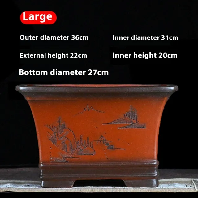 Purple Sand Flower Pot Ceramic Pine Bonsai Garden Plant Pot Square Large - Shop at LoveMi