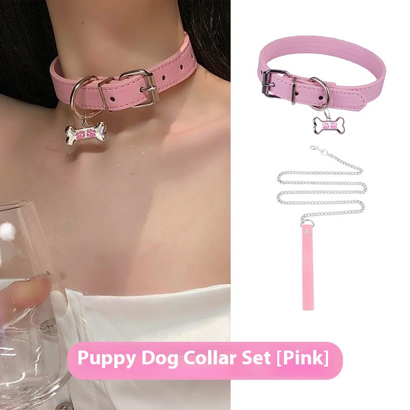 Black And White Dog Bone Y2g Hot Girl Sweet Cool Cute Neck Ring Necklace