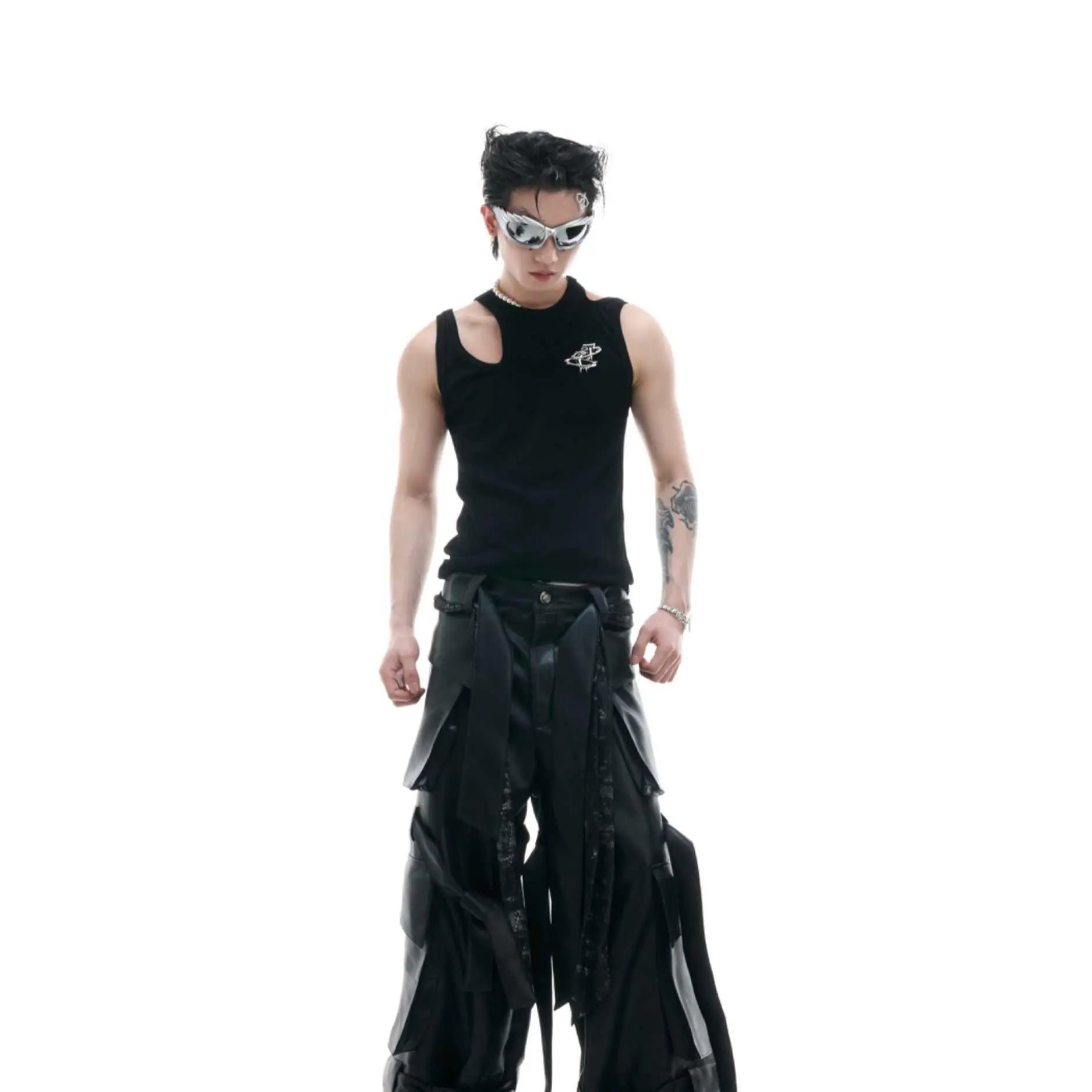 No Gender Design Vest Metal Decoration Slim Sleeveless Bottoming T-shirt