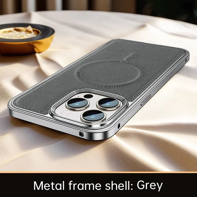 Phone Case Spring Fastener Leather Pattern Cover Drop-resistant Magnetic Suction