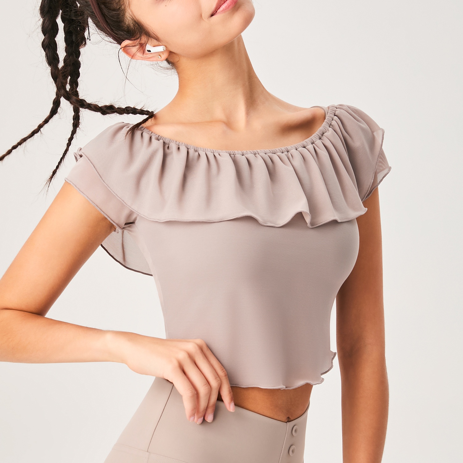 New Ice feeling Yoga Short Sleeve Mesh Sports T shirt For Women Brown - Shop at LoveMi