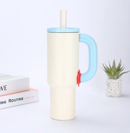 Stainless Steel Vacuum Cup Car Cup With Handle Straw Cup White - Shop at LoveMi