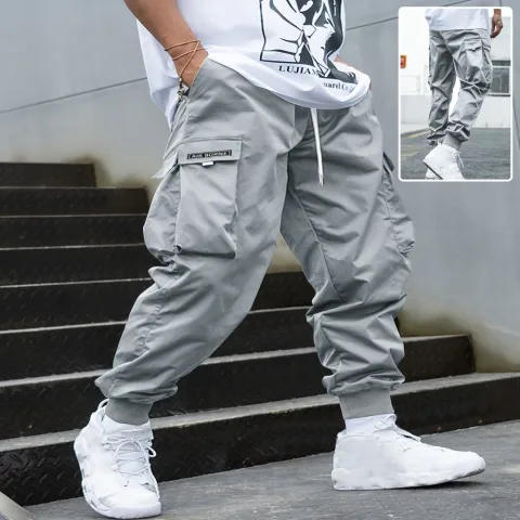 Multi-pocket Cargo Pants Men's Casual Hip-Hop Drawstring Trousers Outdoor