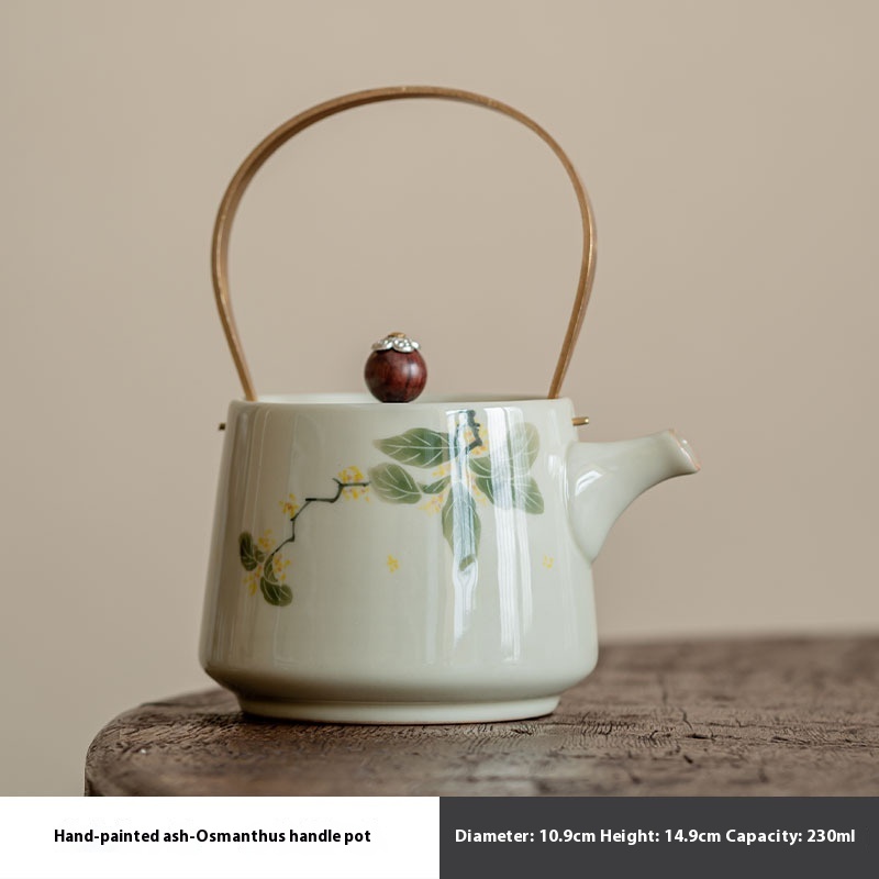 Osmanthus Hand Painted Copper Beam Ceramic Teapot