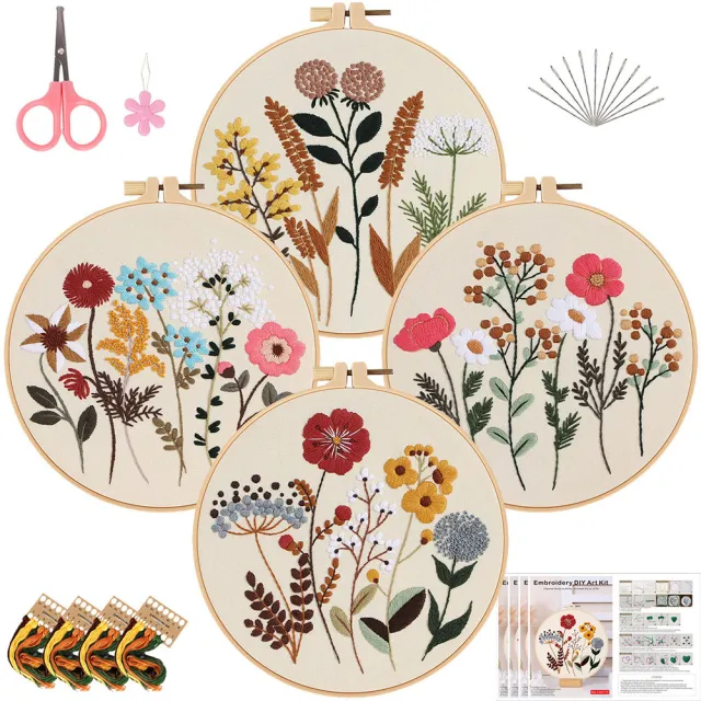 Diy Handmade Embroidery Kit Material Package European style Quiet Flowers And Plants Bamboo - Shop at LoveMi