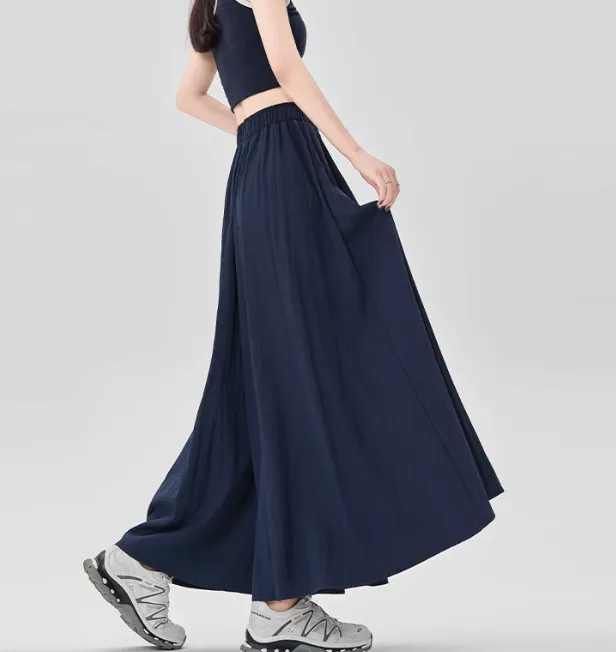 High-grade Half-length Dress High Waist Drooping Slimming Wide Leg Culottes - Blue