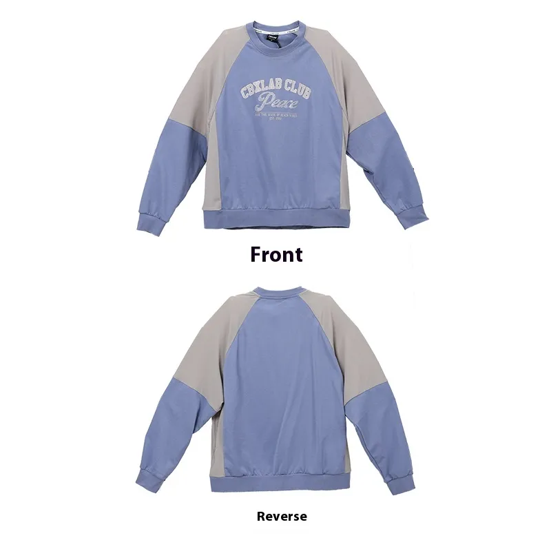 Blue Gray Stitching Contrast Color Quick-drying Hip-hop Pullover Kpop Long Sleeve - Blue Gray Sweater
