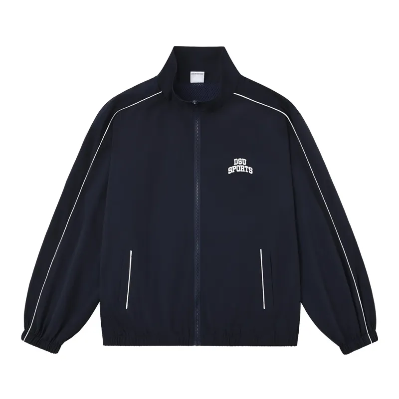 Casual Pants, Sport Woven Jacket, Embroidered Top - Navy Blue Top